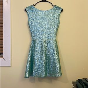 Sequin baby blue prom dress XS